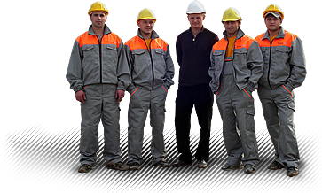 Professional team of workers and management